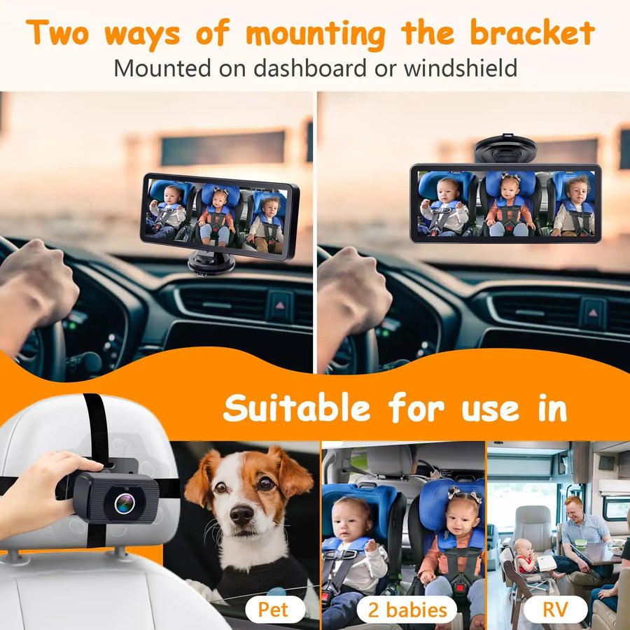 Car Baby Mirror Dual Channel