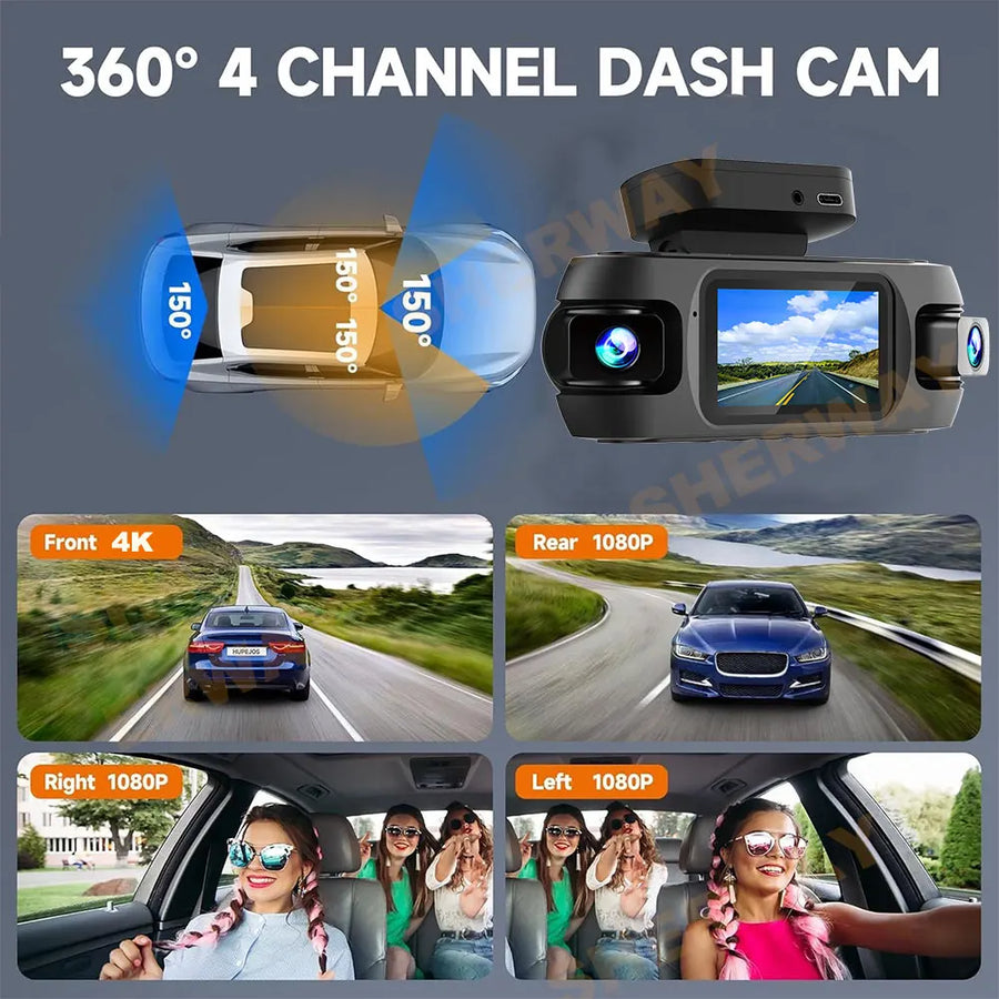 4 Channel 4K Dash Camera for Cars 360°