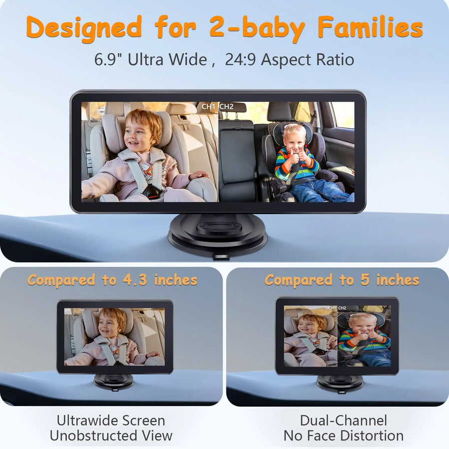 Car Baby Mirror Dual Channel