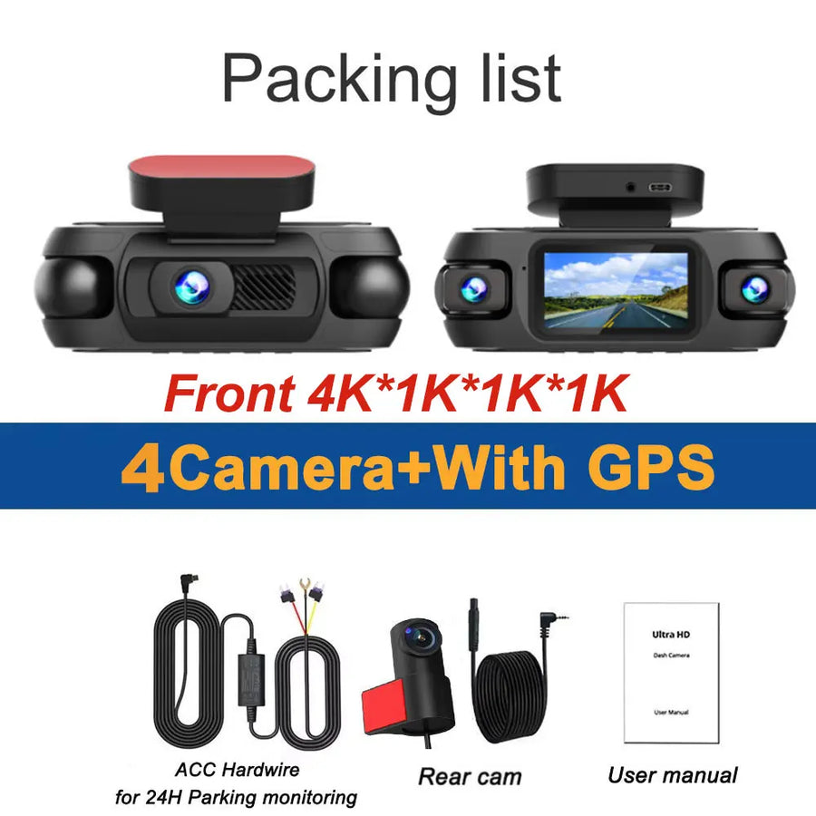 4 Channel 4K Dash Camera for Cars 360°