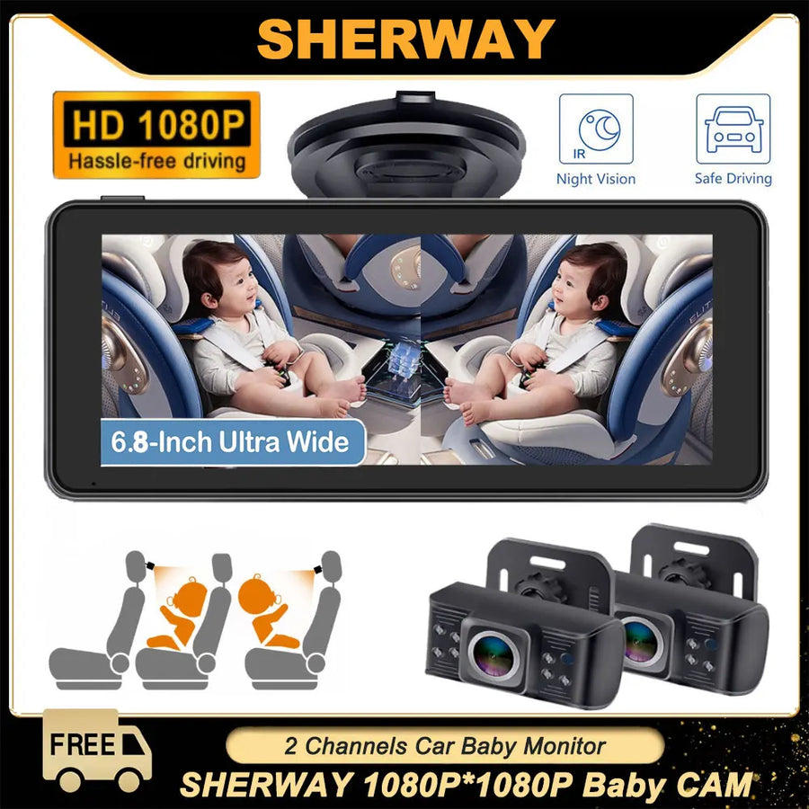 Car Baby Mirror Dual Channel