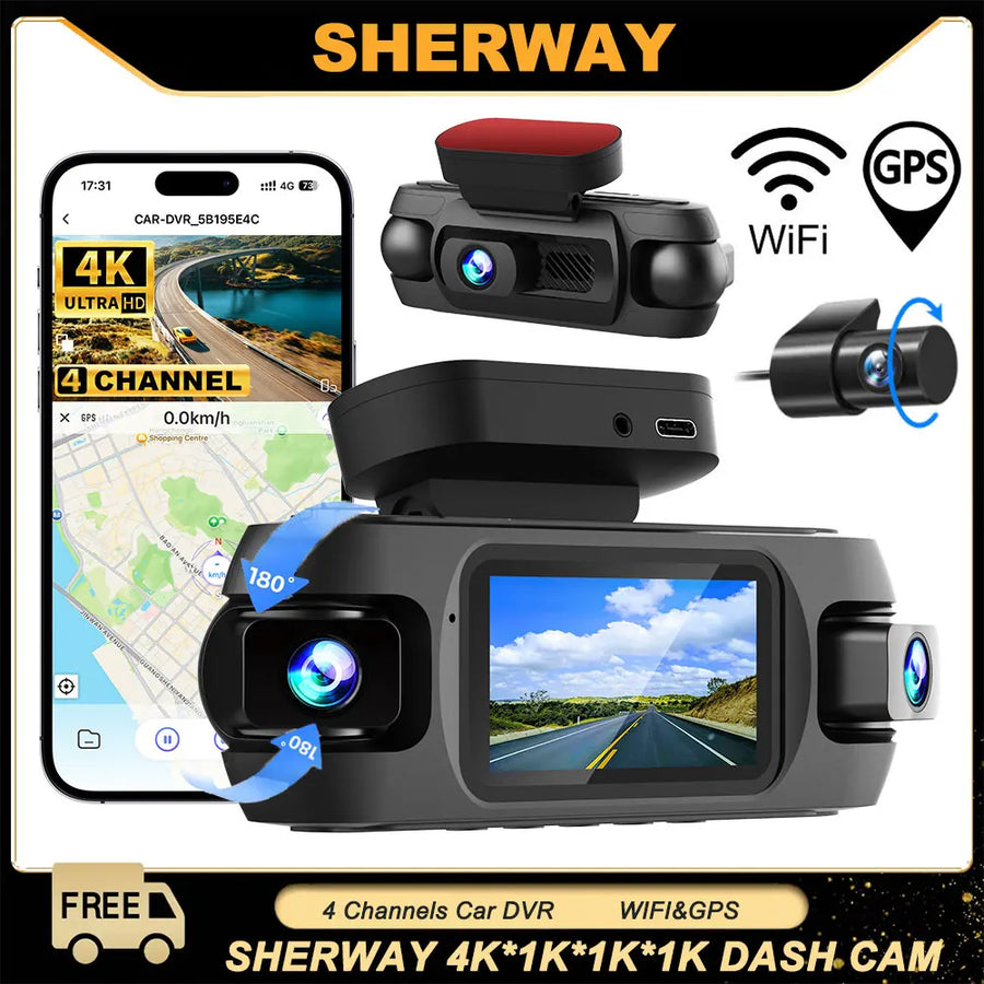 4 Channel 4K Dash Camera for Cars 360°